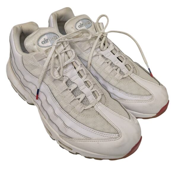 NIKE Air Max 95 USA 2018 Lace Up Genuine Leather White Men's Size 8.5 AQ7981-100